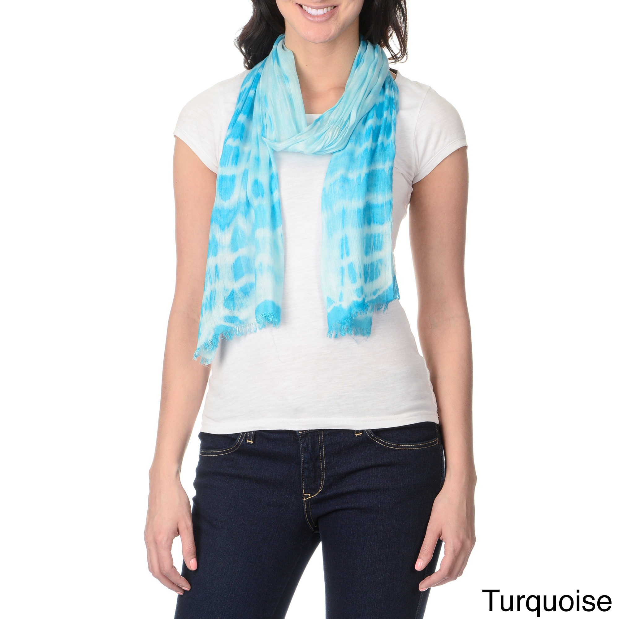 Identity By Magid Womens Tie dye Print Lightweight Scarf