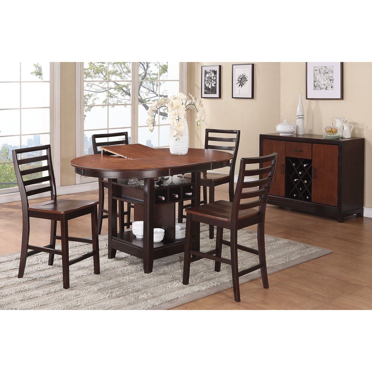 Poundex Treviso Oval 6 piece Counter Height Dining Set Espresso Size 6 Piece Sets