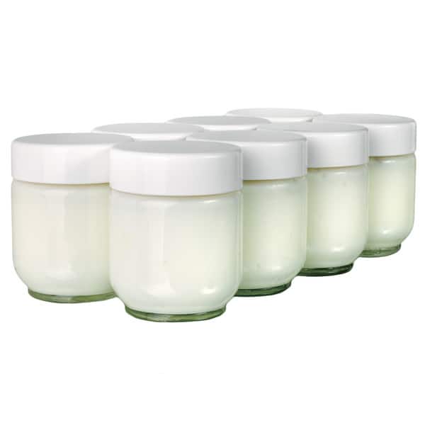Euro Cuisine Set of 8 Extra Glass Yogurt Jars with Date-Setting Lids -  7537092