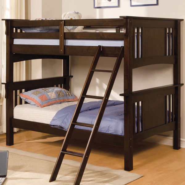 Wiltz Dark Walnut Finish Twin Over Twin Bunk Bed