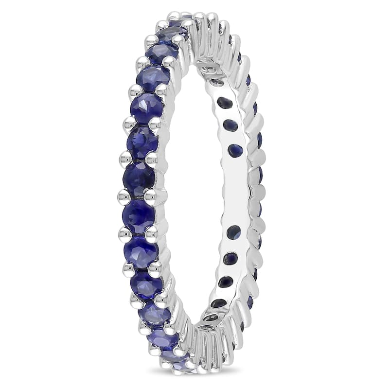 Miadora 14k White Gold 1 1/2ct TGW Sapphire Eternity Ring