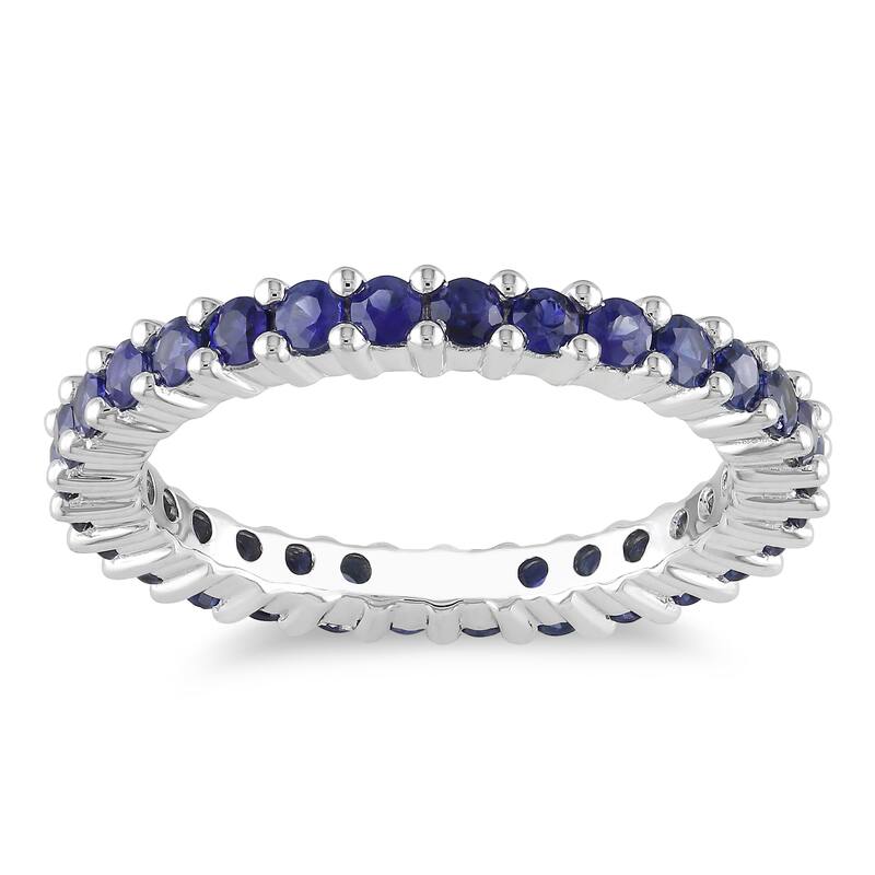 Miadora 14k White Gold 1 1/2ct TGW Sapphire Eternity Ring