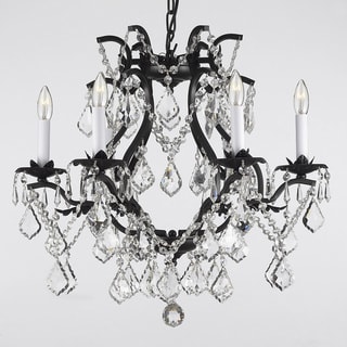 Gallery Versailles Wrought Iron and Crystal 6-light Chandelier (Black) - Chandeliers For Bedrooms by Overstock.com