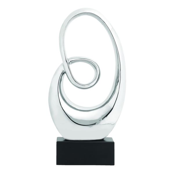 Chrome/ Black Abstract Spiraling Sculpture   16251846  