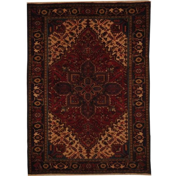 Handmade Herat Oriental Persian 1960s Semi-antique Heriz Wool Rug - 6'7 x 9'2 (Iran)