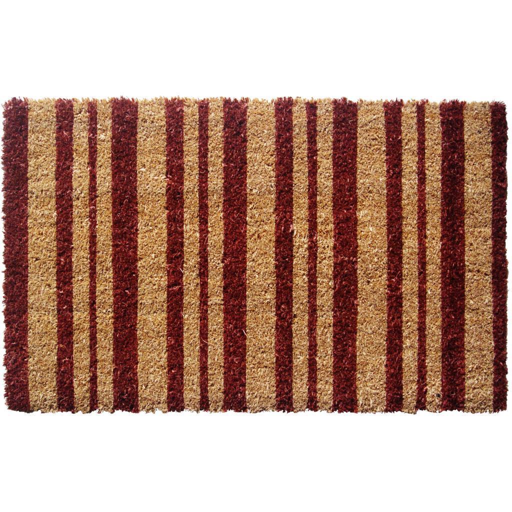 Burgundy Striped Coconut Fiber Door Mat