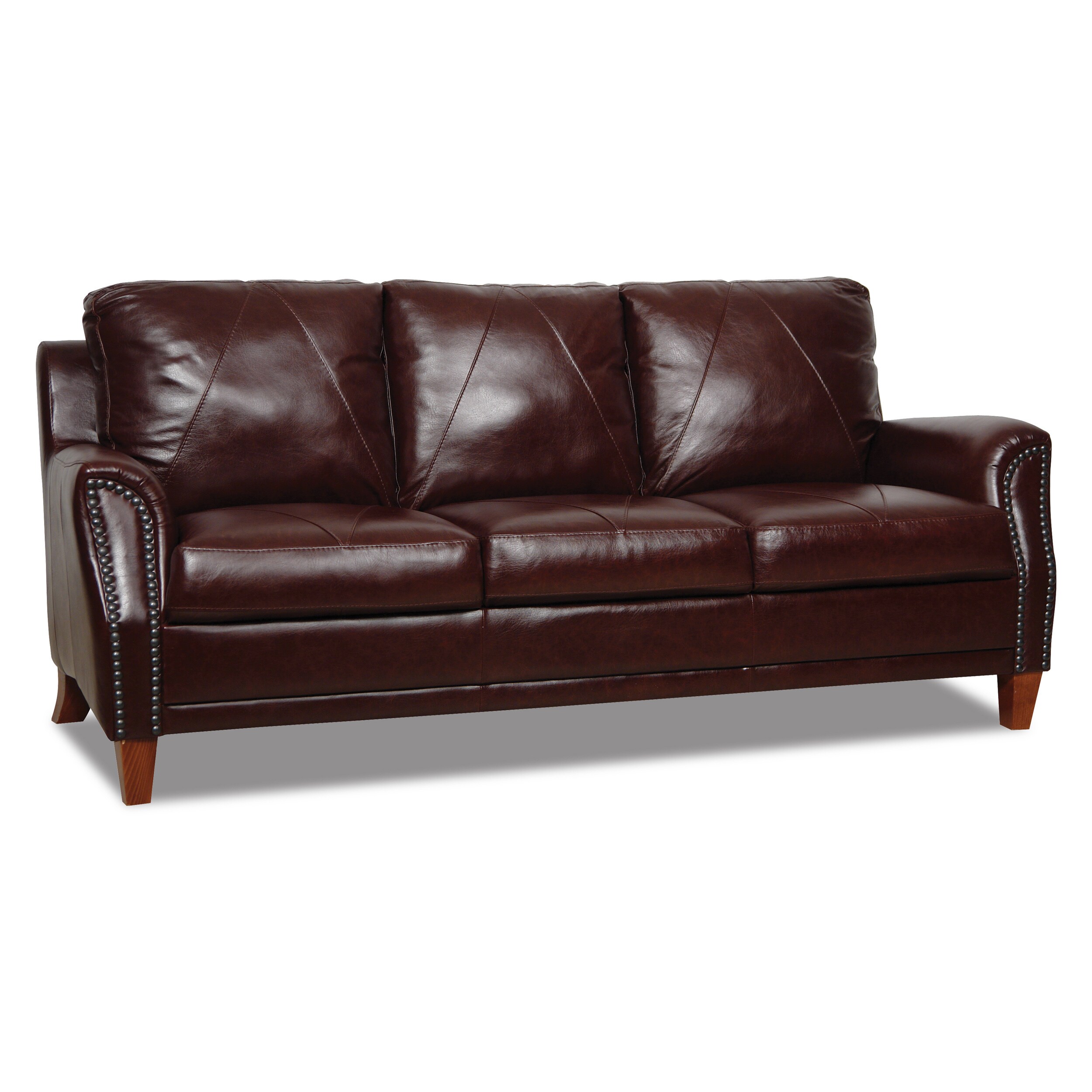 Shop Dark Burgundy Leather Sofa And Love Seat Set Free Shipping