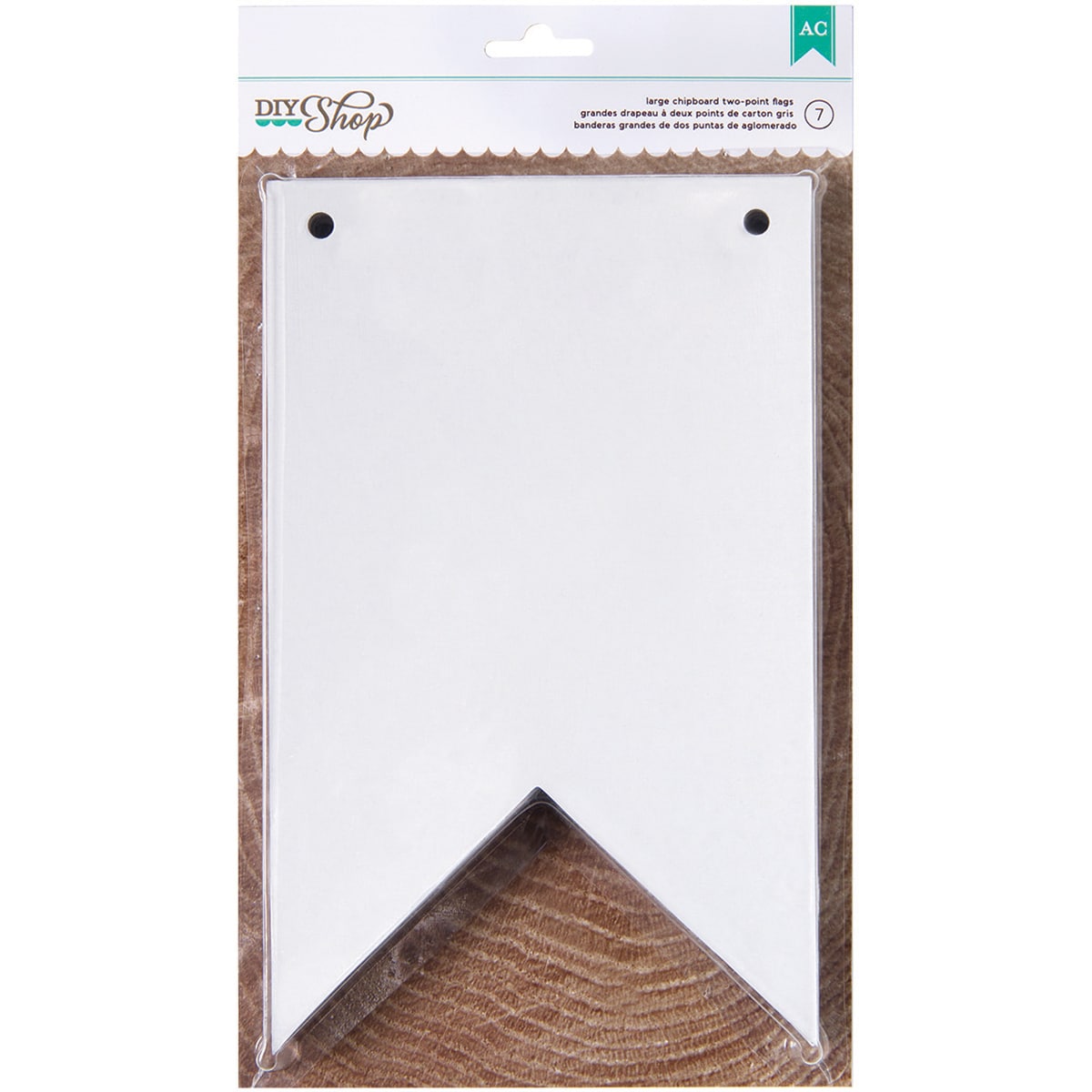 Diy Shop Chipboard Banner 7/pkg white 2 point Flag, 5x8