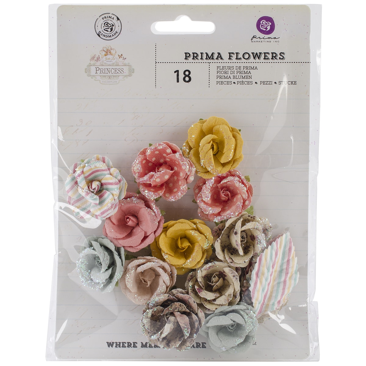 Princess Flowers paper Rags To Riches 1.24/2 Leaf 18/pk