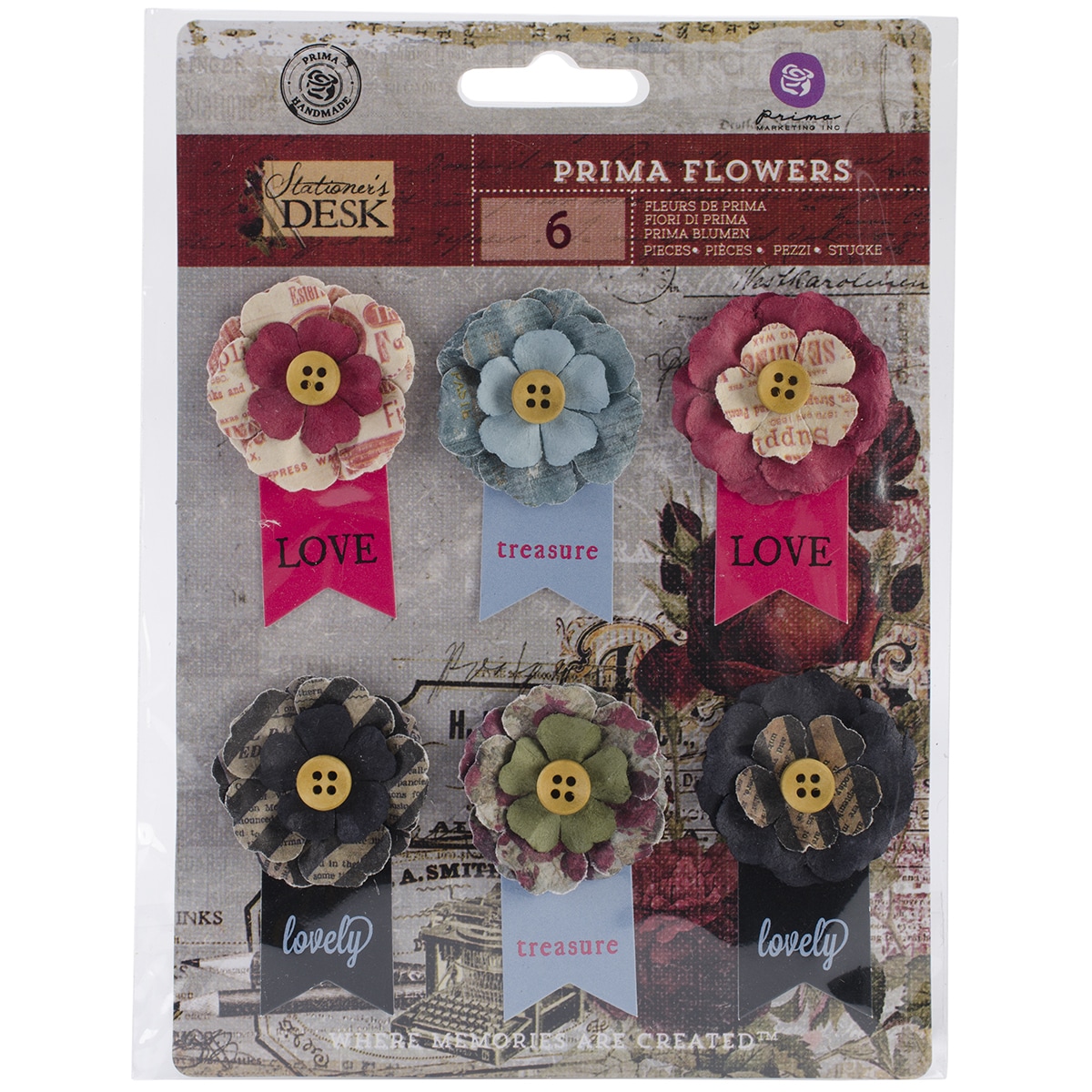 Stationers Desk Flowers paper Copyright 2.25 W/banner 6/pkg