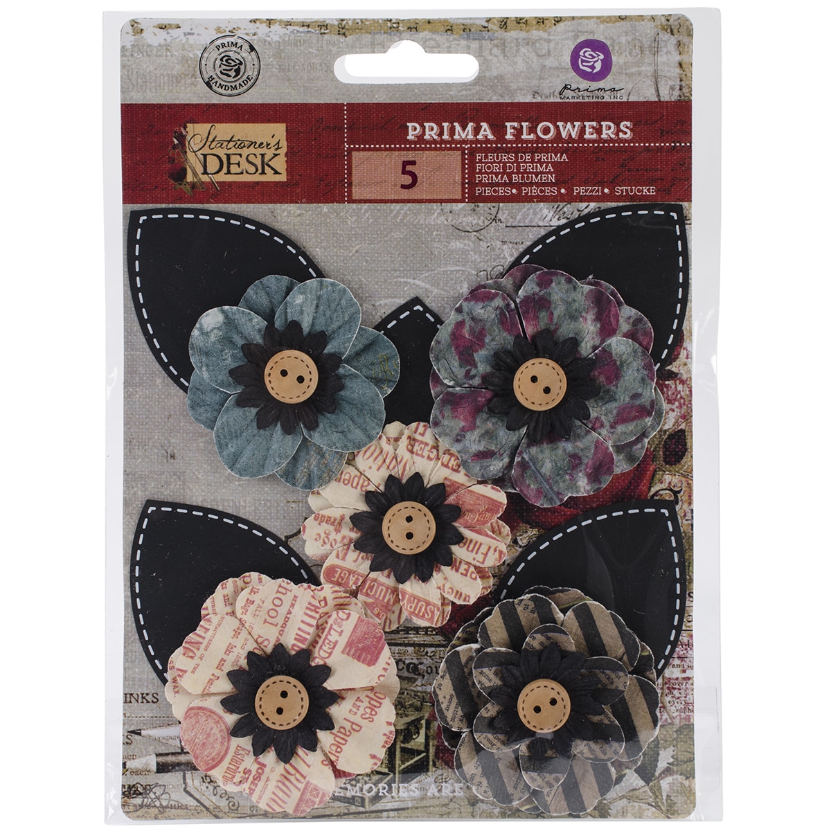 Stationers Desk Flowers paper Transcribe 3 W/leaf 5/pkg