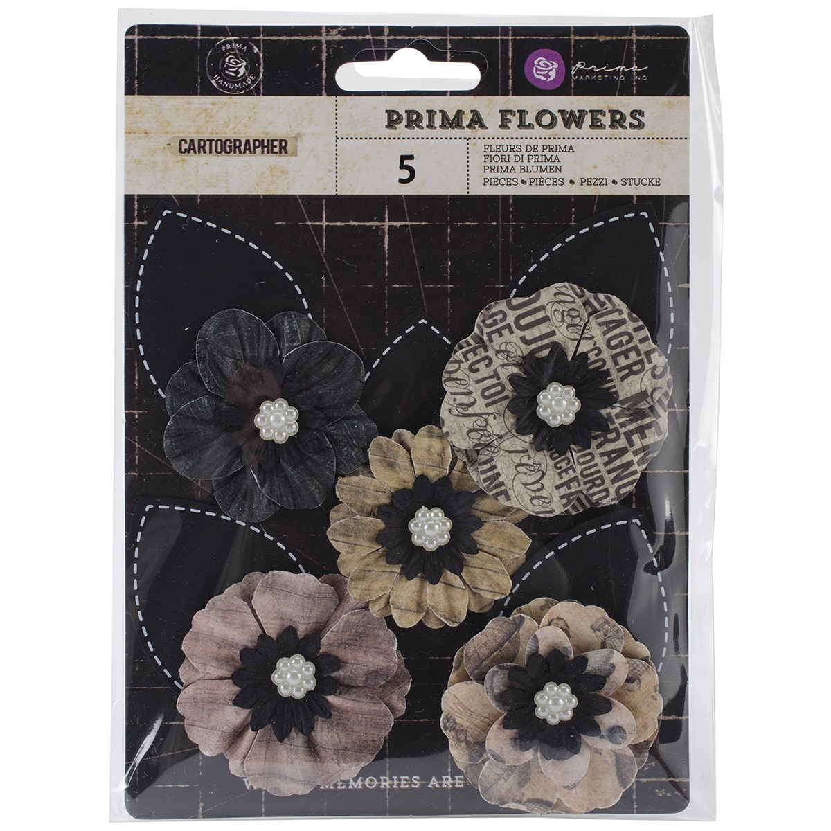 Cartographer Flowers paper Voyager 3 W/leaf 5/pkg