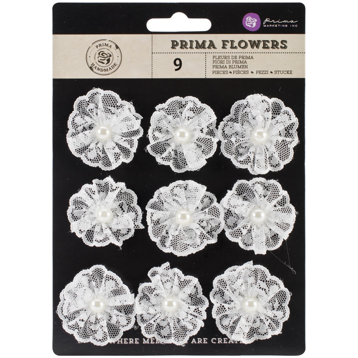 Raelynn Lace Flowers W/pearl 9/pkg remarkable