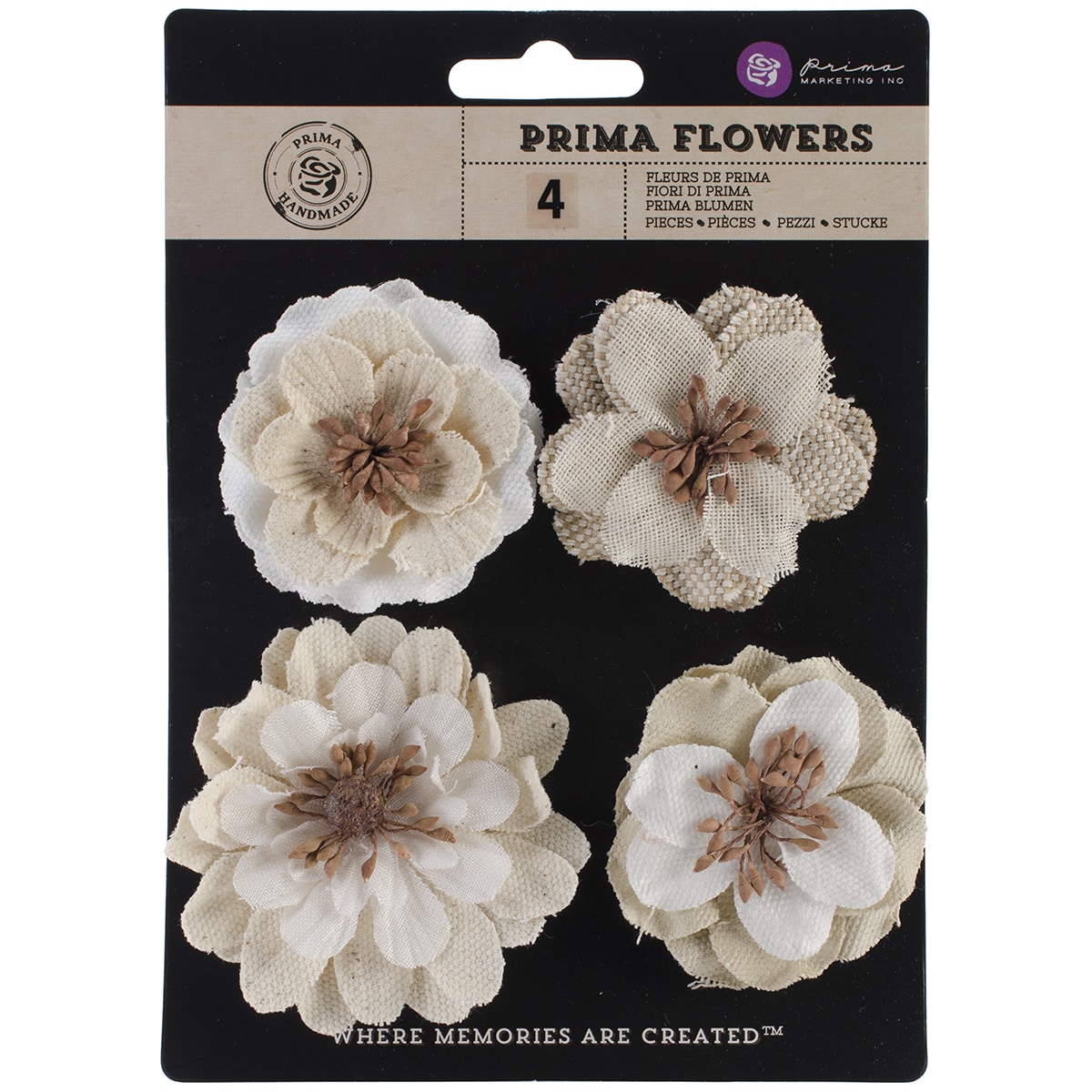 Jutes Burlap Flowers 2 To 2.75 joyous 4/pkg