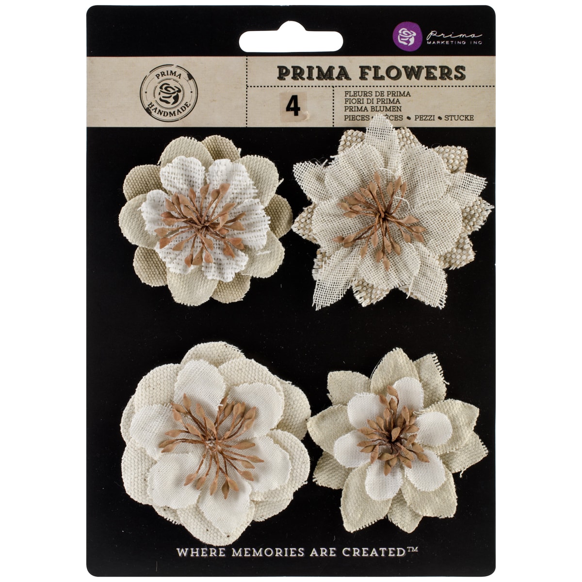 Jutes Burlap Flowers 2 To 2.75 jeweled 4/pkg