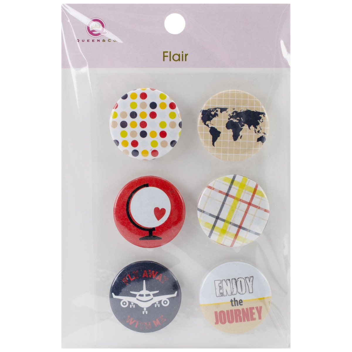 Travel Flair Selfadhesive Tin Badges 6/pkg