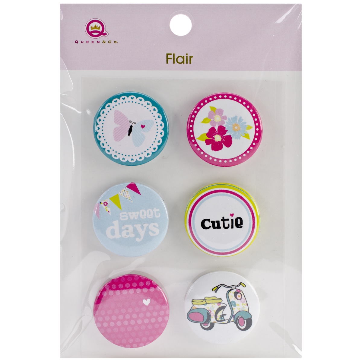 Girl Flair Selfadhesive Tin Badges 6/pkg