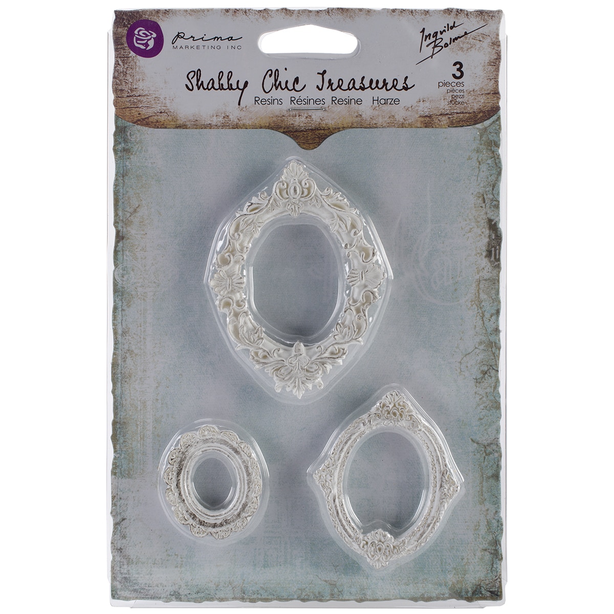 Shabby Chic Treasures Resin Embellishments oval Frames 3/pkg