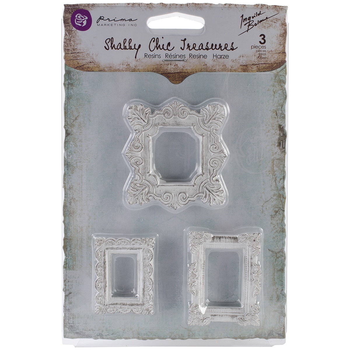 Shabby Chic Treasures Resin Embellishments square Frames 3/pkg