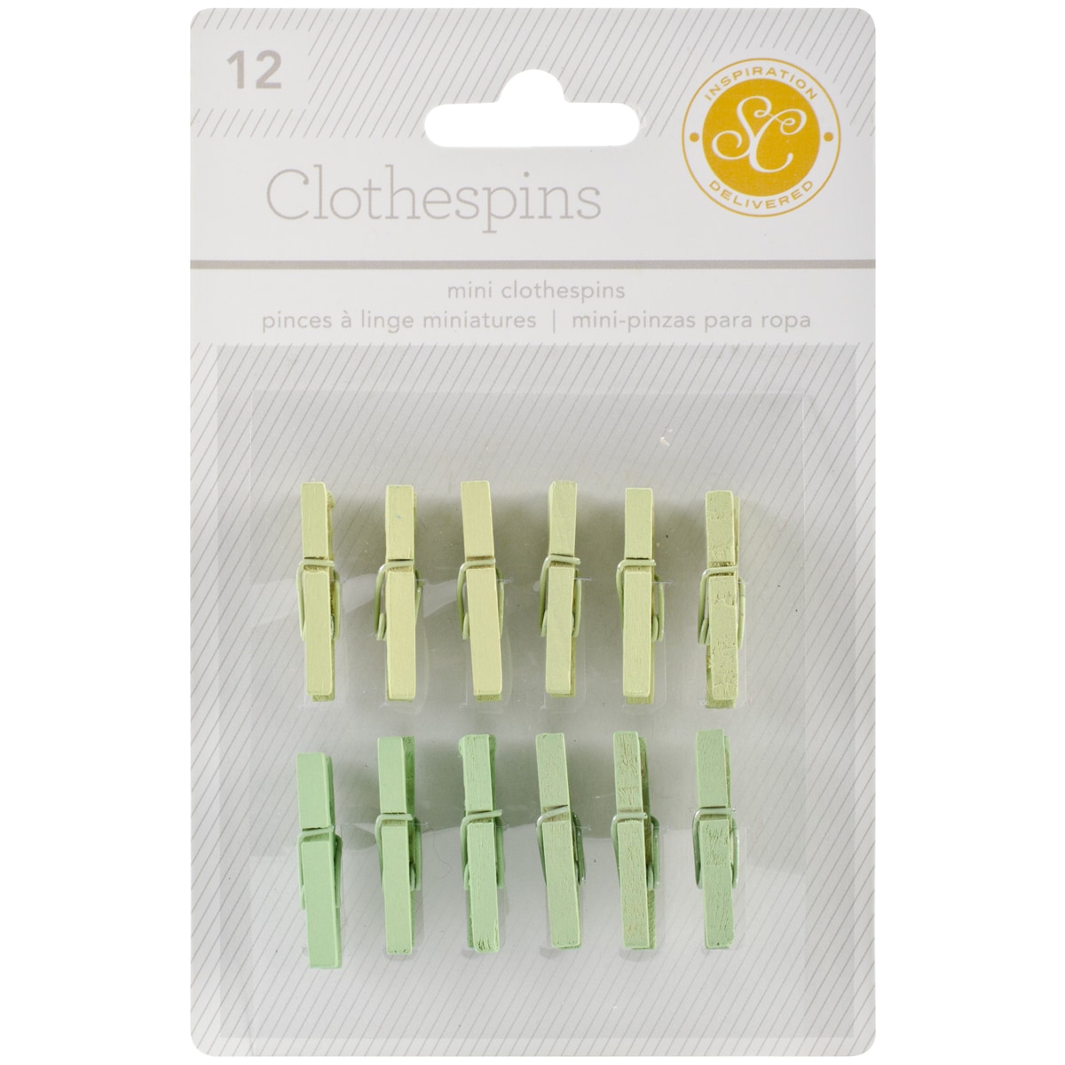 Essentials Wood Clothespins 1 12/pkg greens