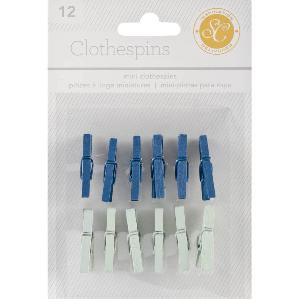 Essentials Wood Clothespins 1 12/pkg blue   Aqua