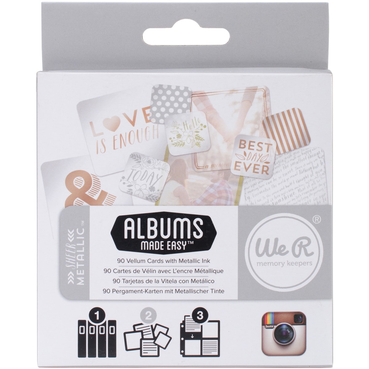 Instagram Albums Made Easy Journaling Cards sheer Metallic 90/pkg