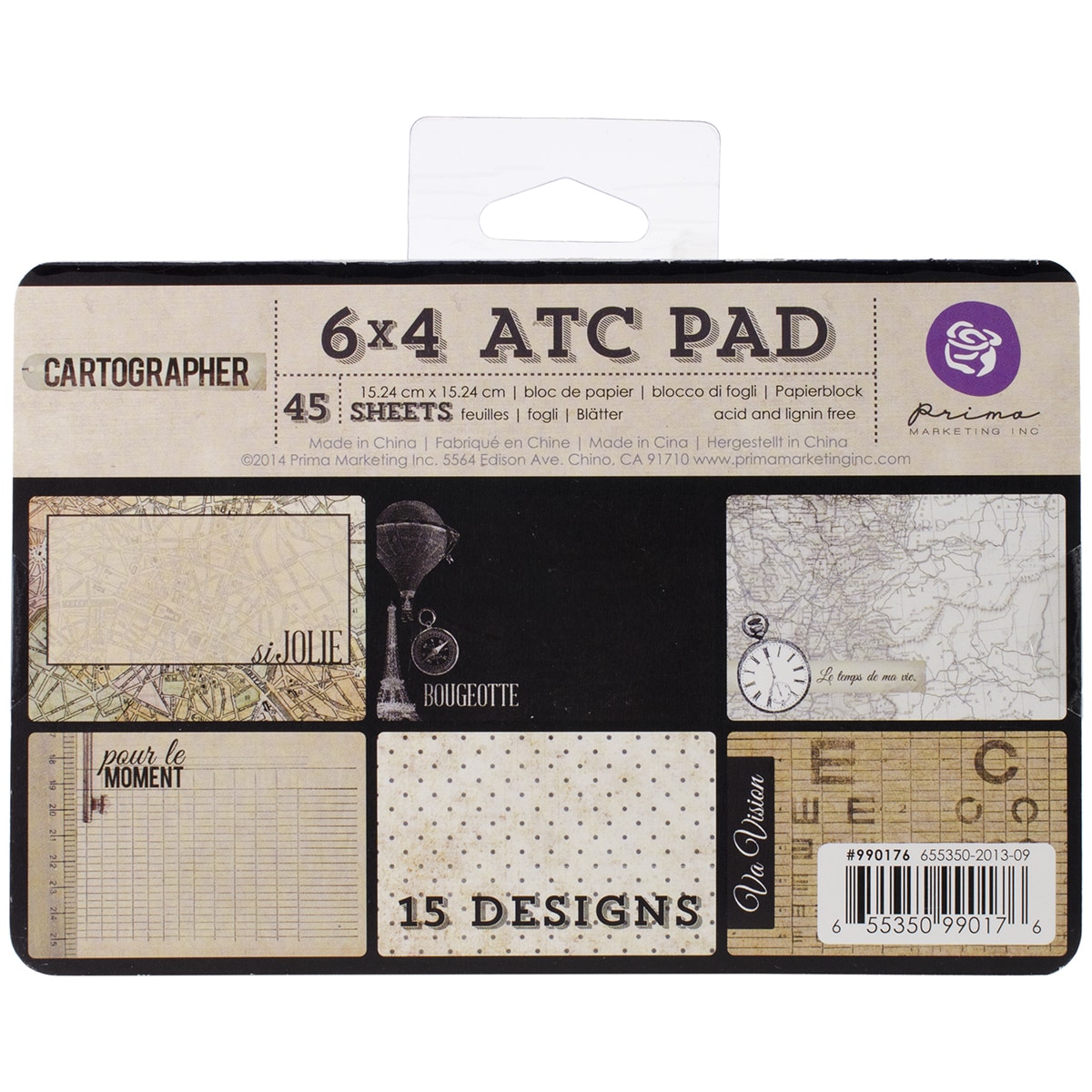 Cartographer Atc Cards 4x6 45/pad 15 Designs/3 Each