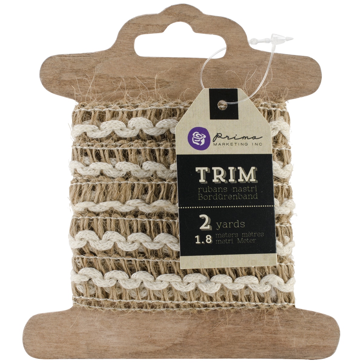 Trim 2 Yards/pkg burlap W/white Double Scallop