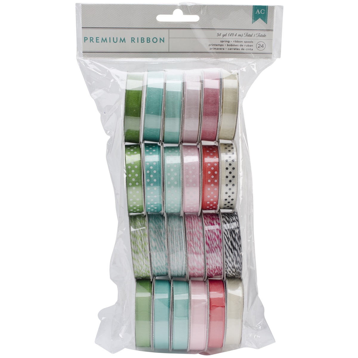 Garden Party Value Pack Premium Ribbon 24/spools grosgrain, Satin, Sheer   Twine, 4 Each