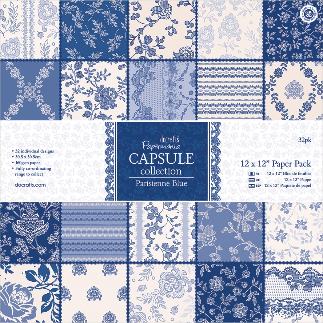 Papermania Parisienne Blue Paper Pack 12x12 32/sheets