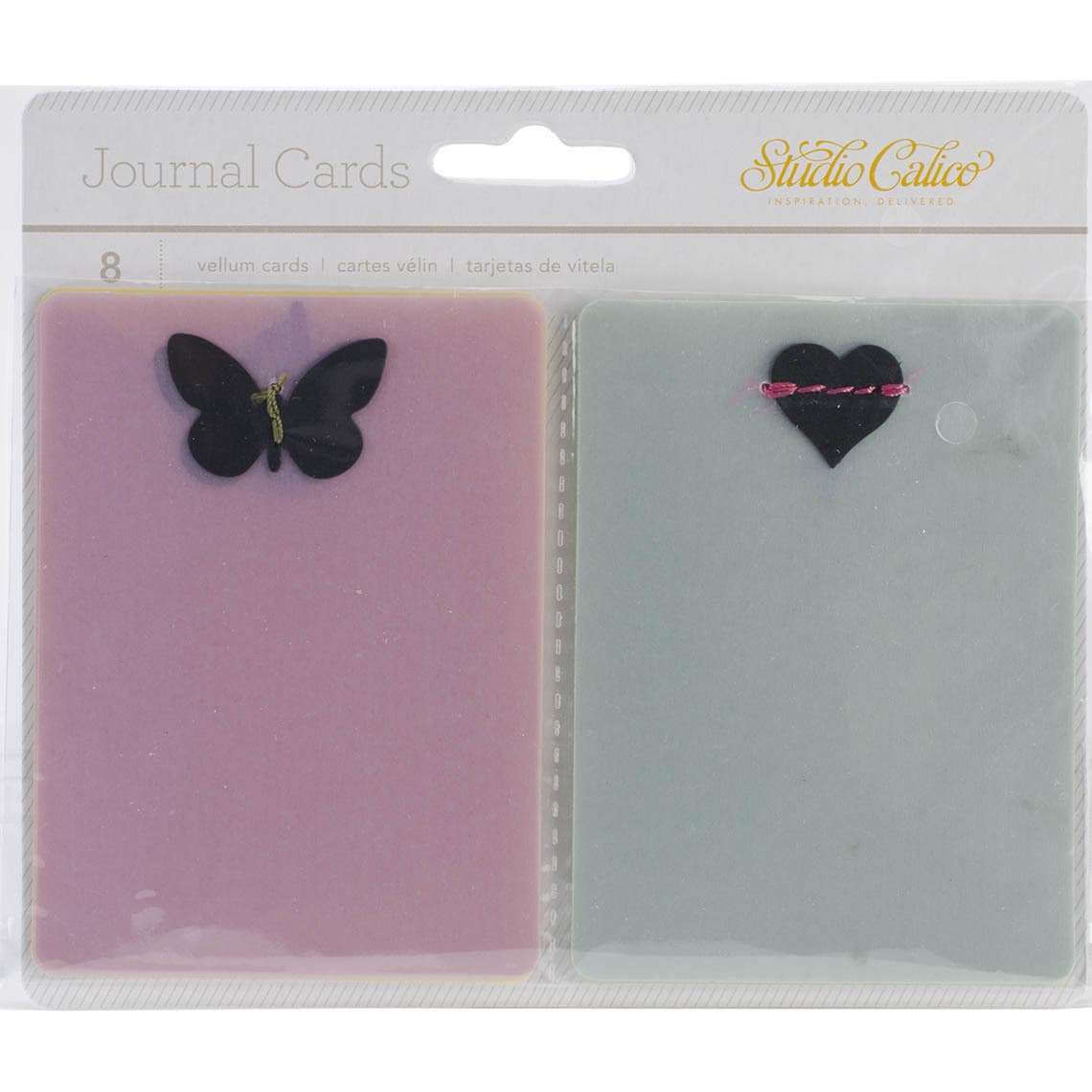 Lemonlush Vellum Journal Cards 3x4 8/pkg w/stitched Die cut Shapes