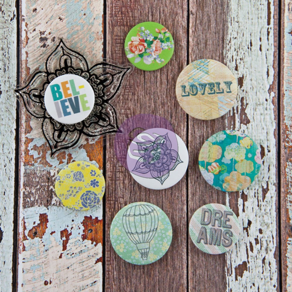 Free Spirit Flair Buttons With 2x2 Clear Stamp (4) .75   (4) 1