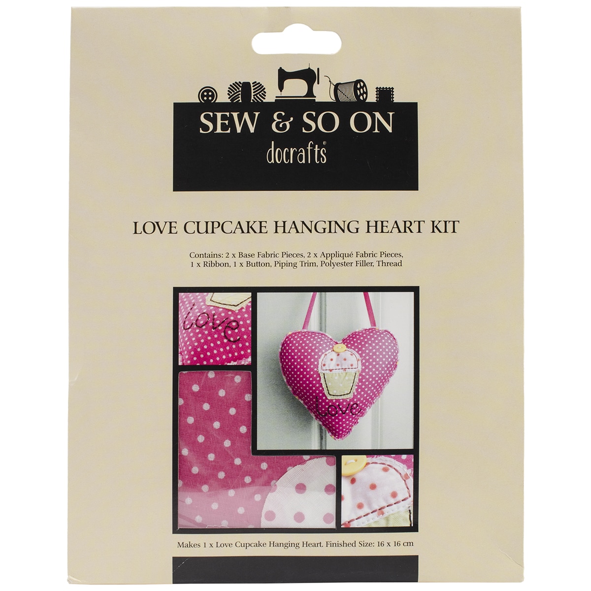 Sew   So On Hanging Heart Kit love Cupcake