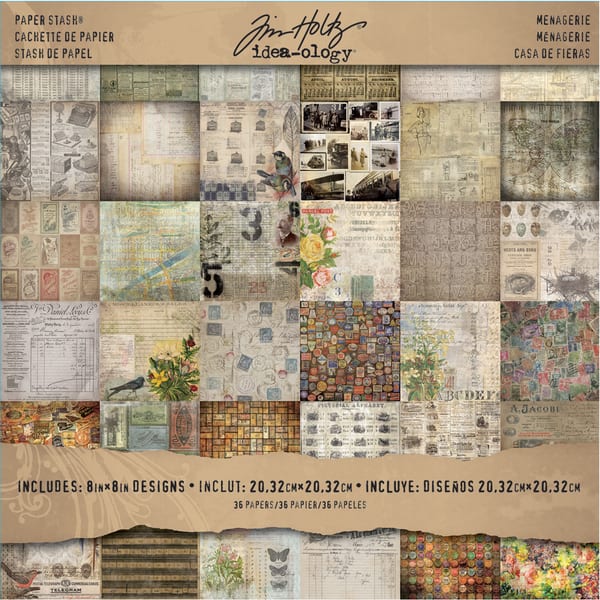 Tim Holtz Idea-ology Paper Stash Paper Pad 8X8 36/Sheets-Double-Sided  Menagerie