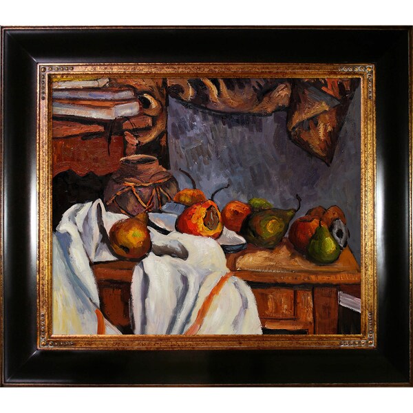 Cezanne Ginger Pot with Pomegranate and Pears Hand painted Framed