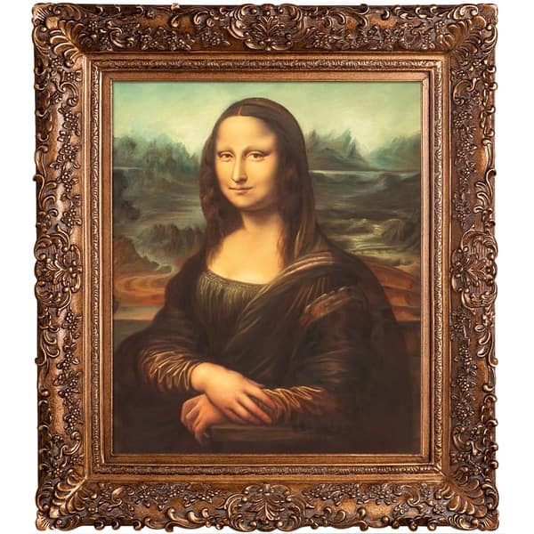 La Pastiche Leonardo Da Vinci 'Mona Lisa' Hand Painted Framed Canvas