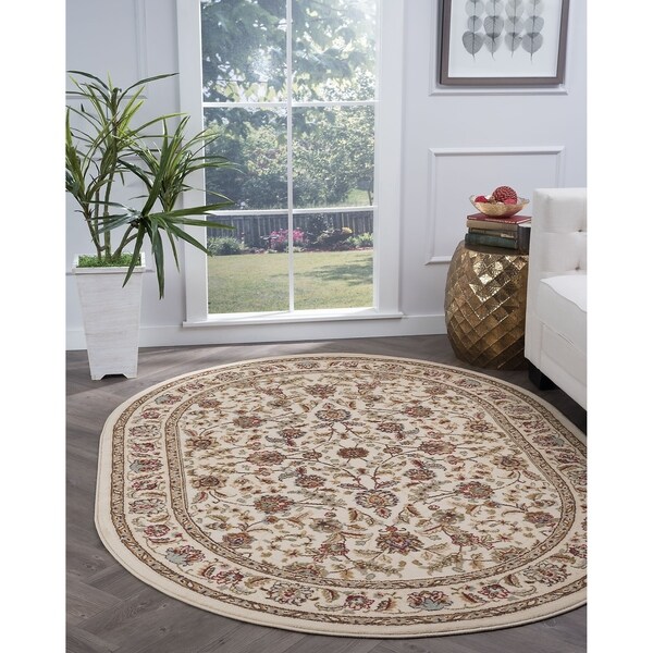 Alise Rugs Lagoon Traditional Oriental Oval Area Rug - 5'3 x 7'3