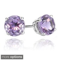 Dolce Giavonna Sterling Silver Diamond Accent Square Amethyst Glitzy Rocks Sterling Silver Or Gold Over 2ct Amethyst 6mm Stud Earrings