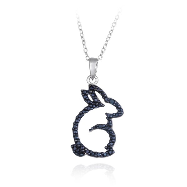 Shop DB Designs Sterling Silver Blue Diamond Accent Rabbit Necklace ...