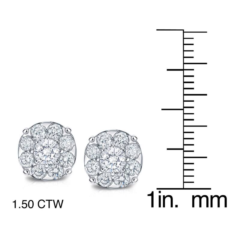 Auriya 1/2ct to 3ct TDW Round Diamond Halo Stud Earrings 14k White Gold (H-I, SI1-SI2)