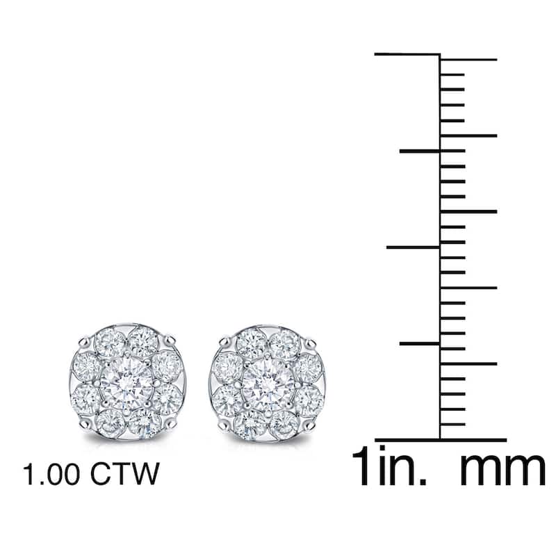 Auriya 1/2ct to 3ct TDW Round Diamond Halo Stud Earrings 14k White Gold (H-I, SI1-SI2)