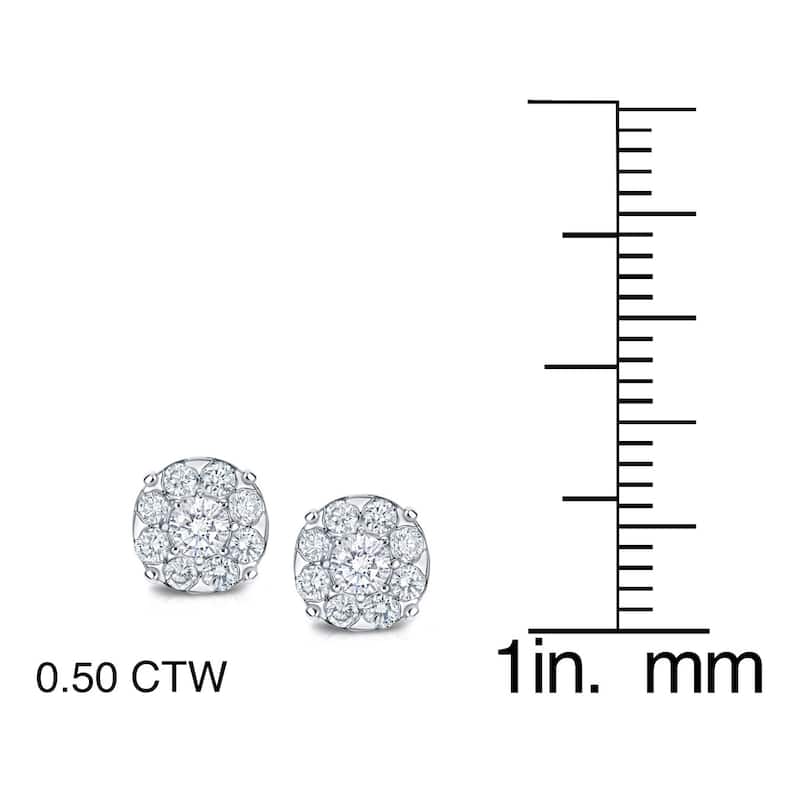 Auriya 1/2ct to 3ct TDW Round Diamond Halo Stud Earrings 14k White Gold (H-I, SI1-SI2)