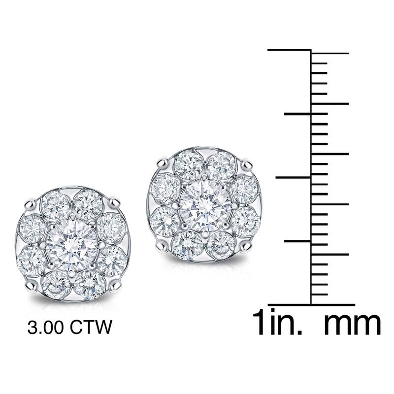 Auriya 1/2ct to 3ct TDW Round Diamond Halo Stud Earrings 14k White Gold (H-I, SI1-SI2)