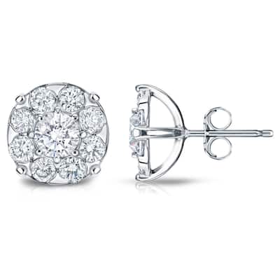 Auriya 1/2ct to 3ct TDW Round Diamond Halo Stud Earrings 14k White Gold (H-I, SI1-SI2)