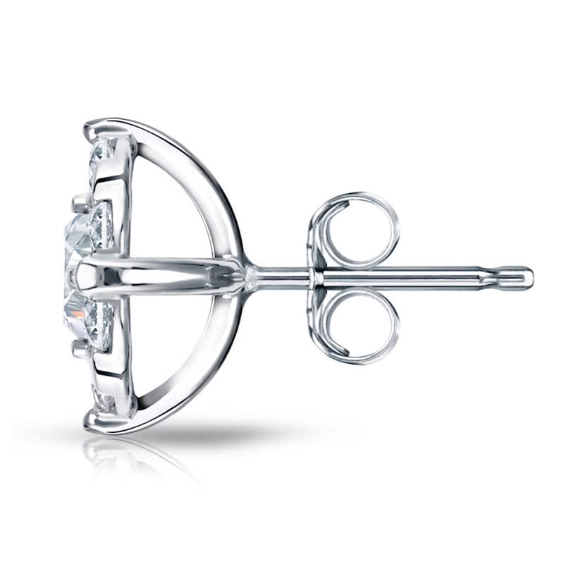 Auriya 1/2ct to 3ct TDW Round Diamond Halo Stud Earrings 14k White Gold (H-I, SI1-SI2)
