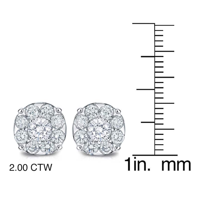 Auriya 1/2ct to 3ct TDW Round Diamond Halo Stud Earrings 14k White Gold (H-I, SI1-SI2)