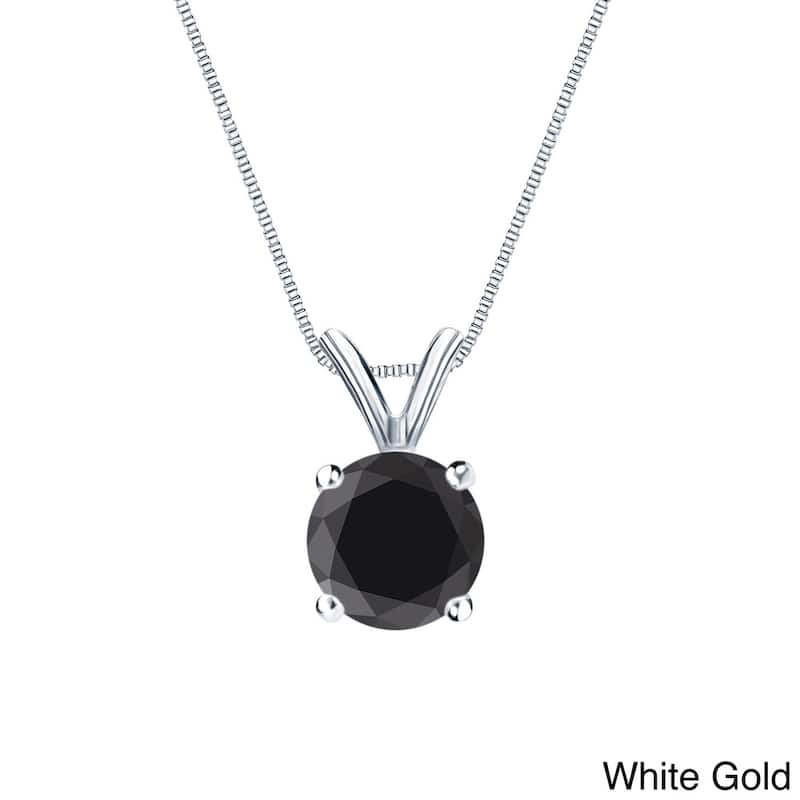 Auriya 3/4ctw Solitaire Black Diamond Necklace 14k Gold - White