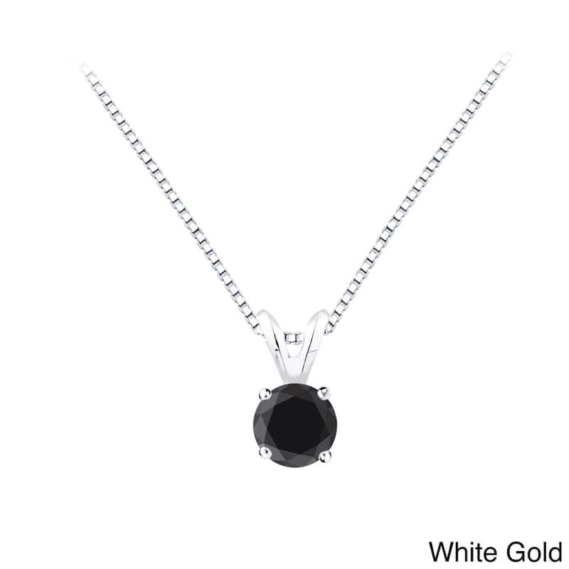 Auriya 1/2ctw Solitaire Black Diamond Necklace 14k Gold - White