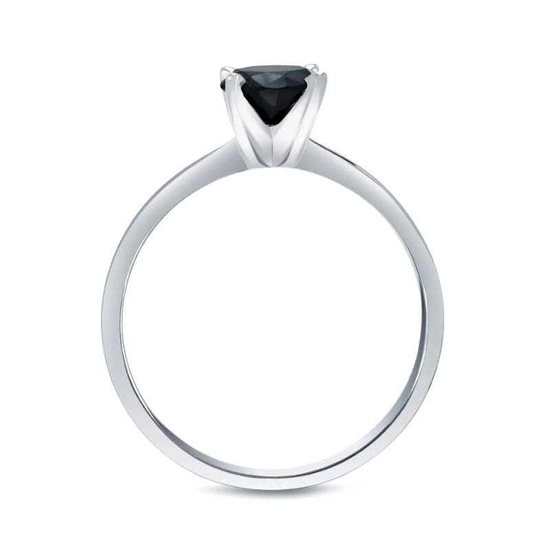 14k Gold 3/4ct TDW Round Black Diamond Solitaire Engagement Ring by Auriya