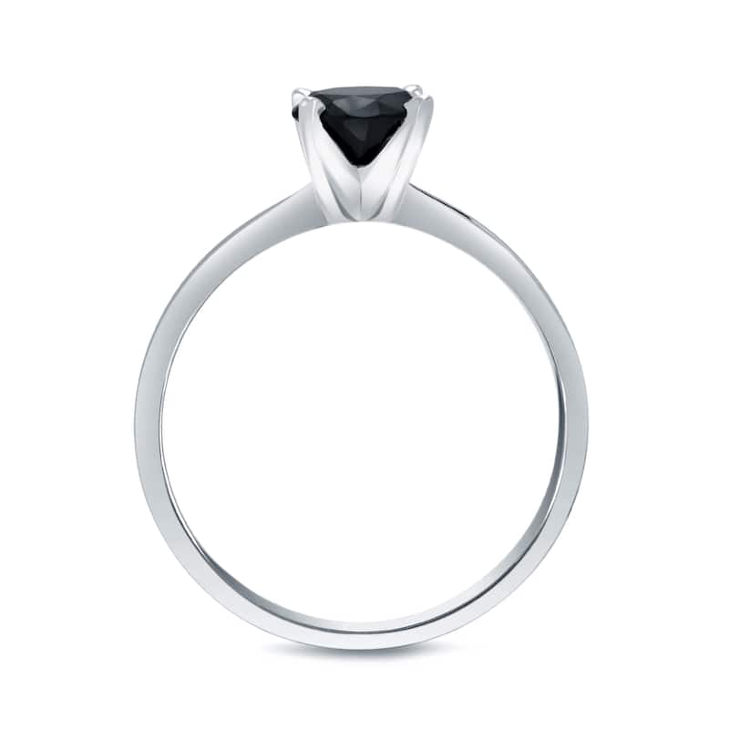 14k Gold 1/2ct TDW Round Black Diamond Solitaire Engagement Ring by Auriya